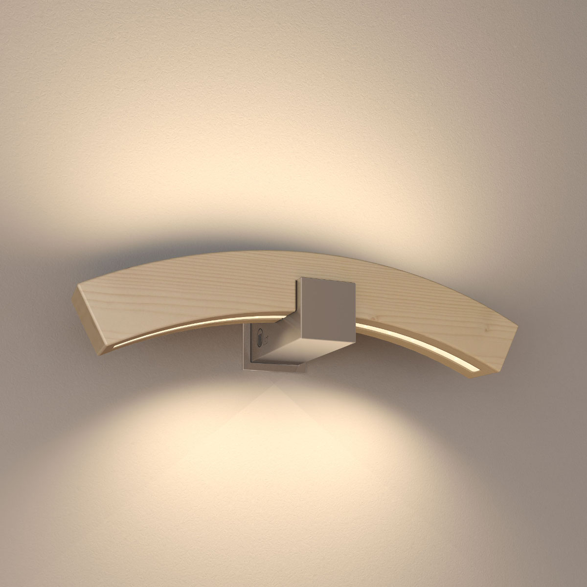 Bild 3: Massivholz-Wandleuchte mit Bogenprofil, hier Fichte mit 3000° K LED-Spot Massivholz-Wandleuchte mit Bogenprofil: Massivholz-Wandleuchte mit Bogenprofil, hier Fichte mit 3000° K LED-Spot