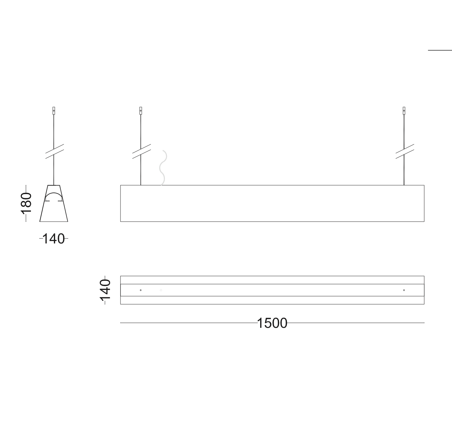 Long Pendant Light for Tables: Brass Beam 220 cm, Fig. 4