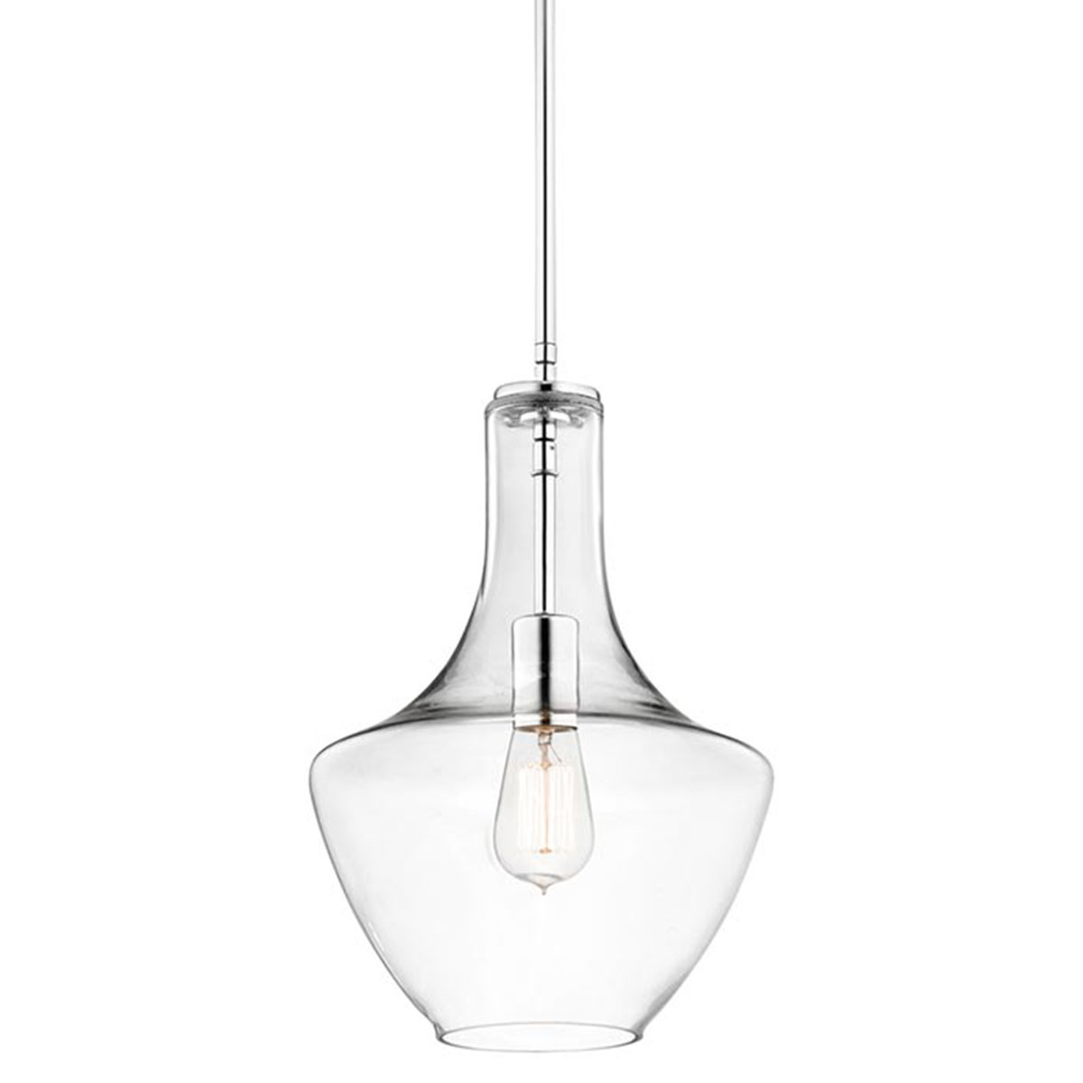 Zeitlose Pendelleuchte mit klarem Glasschirm