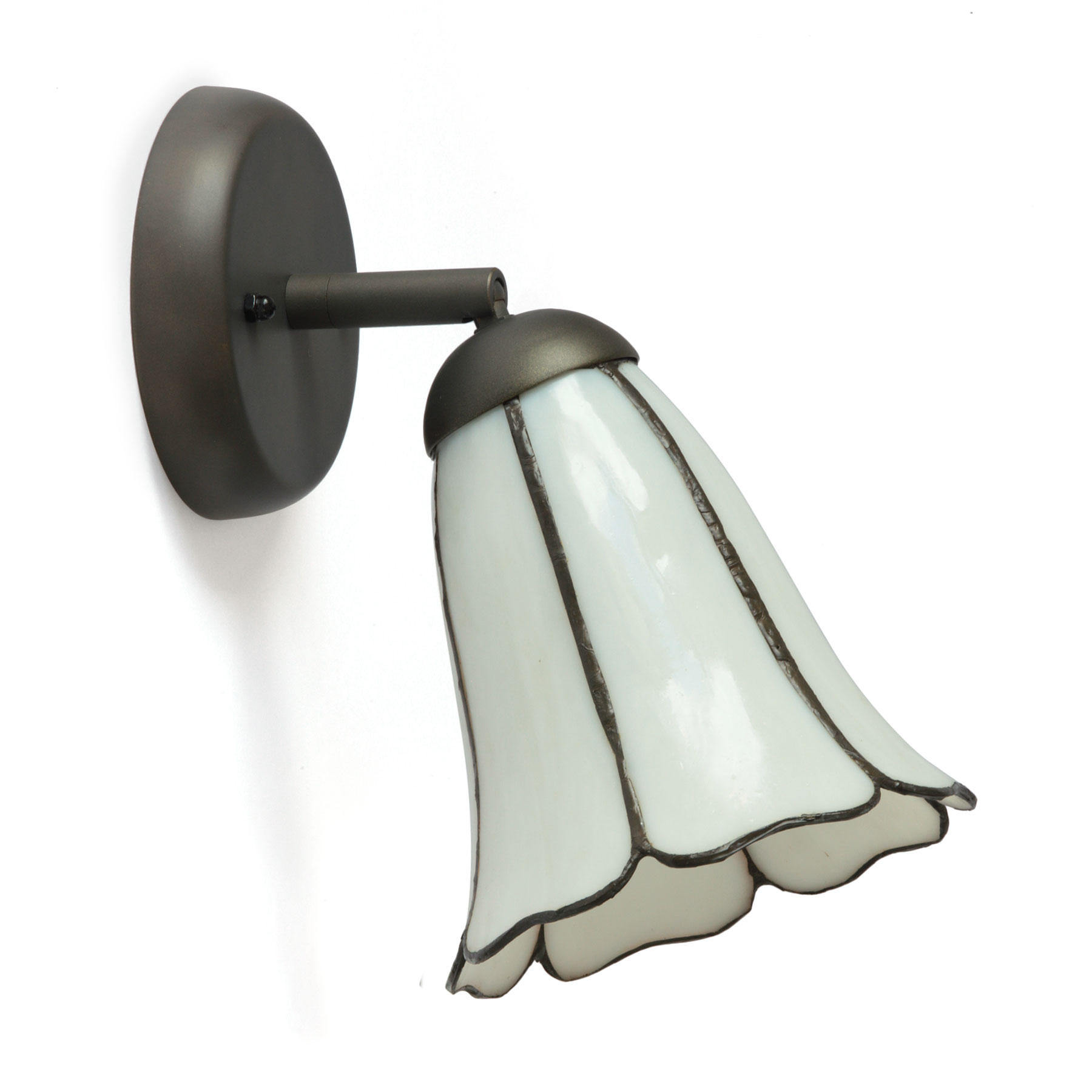 Jointed Wall Light with White Flower Blossom Glass Shade Jointed Wall Light with White Flower Blossom Glass Shade