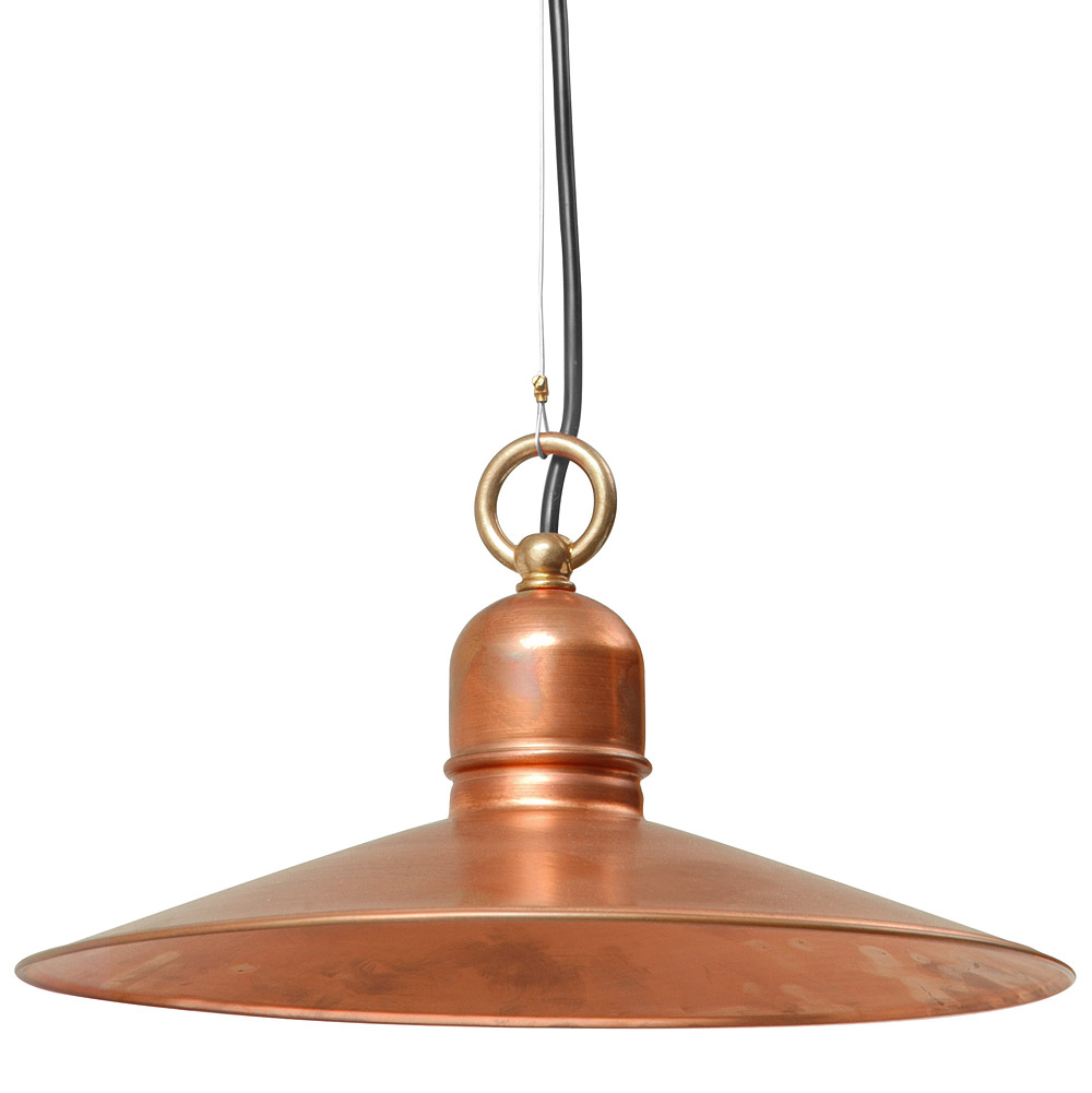 Bild 6: Die flache Kupfer-Hängeleuchte BINGEN, Ø 300 mm BINGEN Hängeleuchte mit flachem Kupfer-Schirm, Ø 16-40 cm: Die flache Kupfer-Hängeleuchte BINGEN, Ø 300 mm