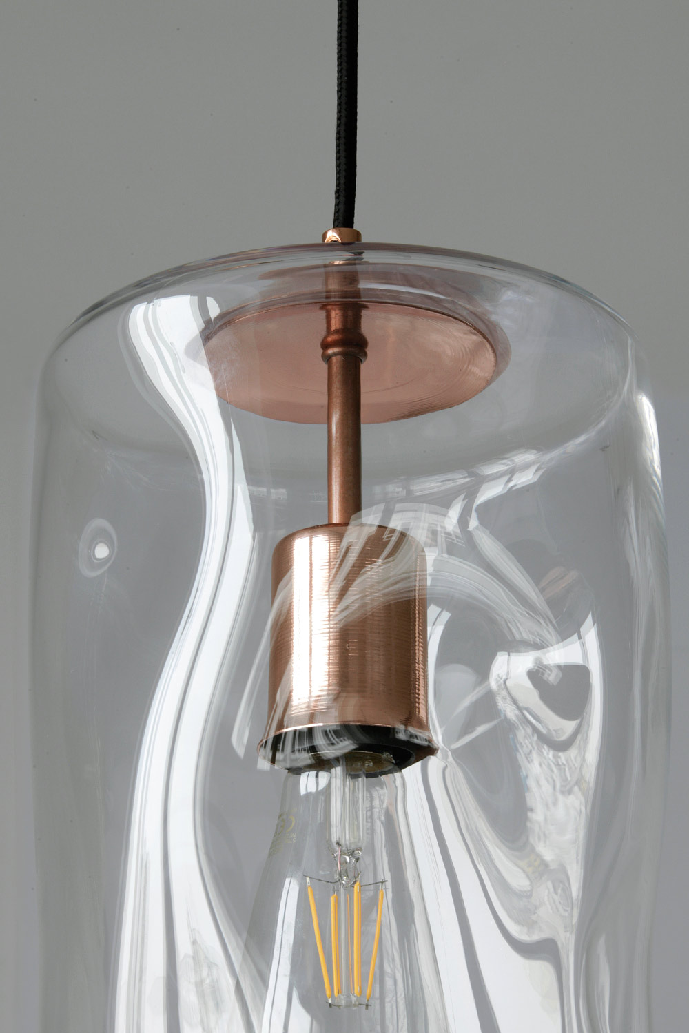 Unregelmäßige Glaszylinder-Hängeleuchte in verschiedenen Farben: Kupfer