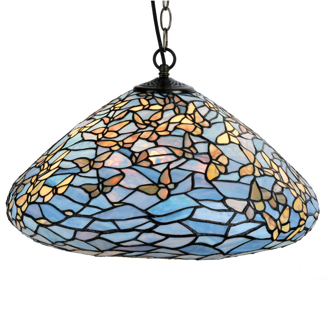 Large Tiffany pendant light with butterfly motif Ø 50 cm