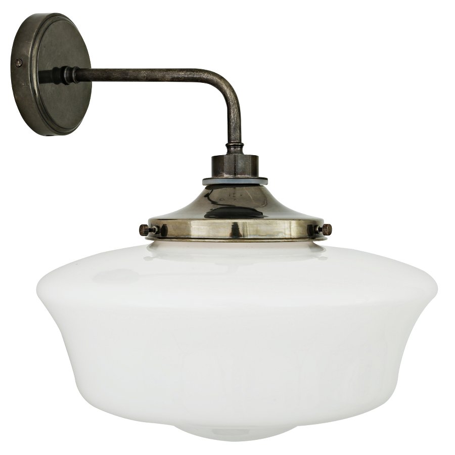 Wall lamp with stepped opal glass shade, IP44