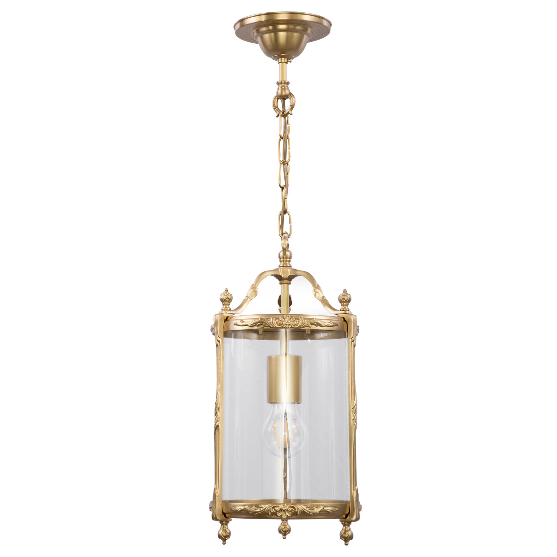 Barocke Glasmantel-Hängelaterne aus Messing, Bild 3 Barocke Glasmantel-Hängelaterne aus Messing, Bild 3