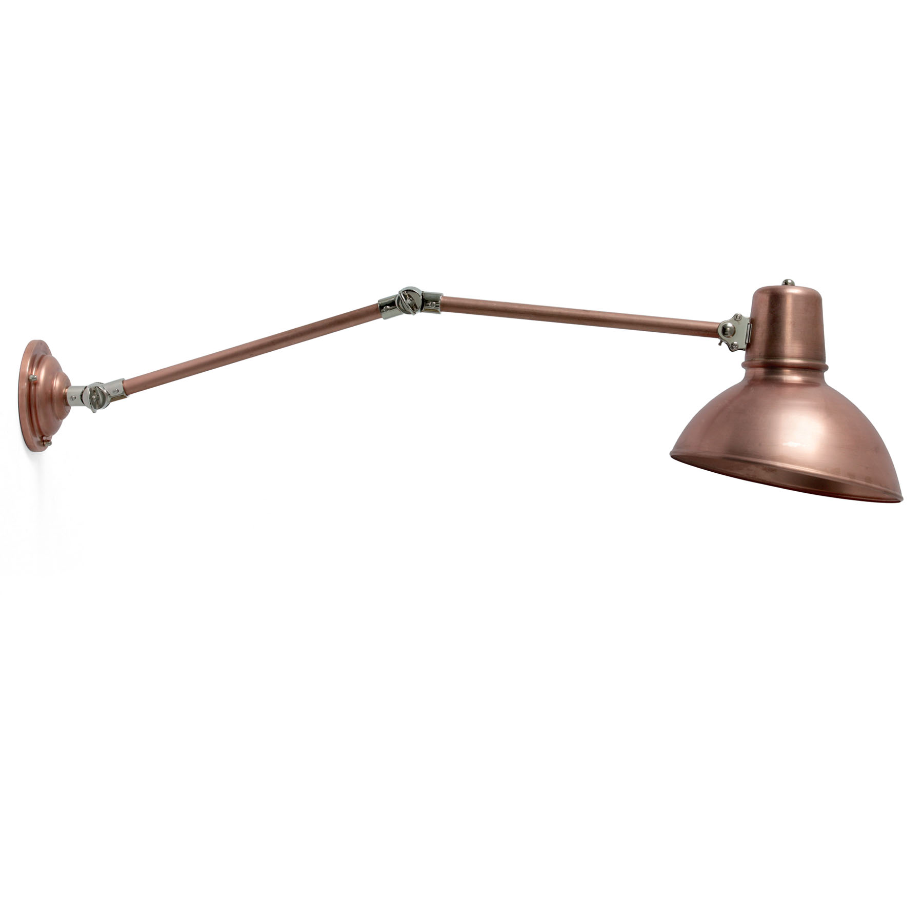 FRANKFURT Gelenkleuchte im Bauhaus-Stil: Die Standardversion abgebildet in Kupfer Roh mit vernickelten Gelenken