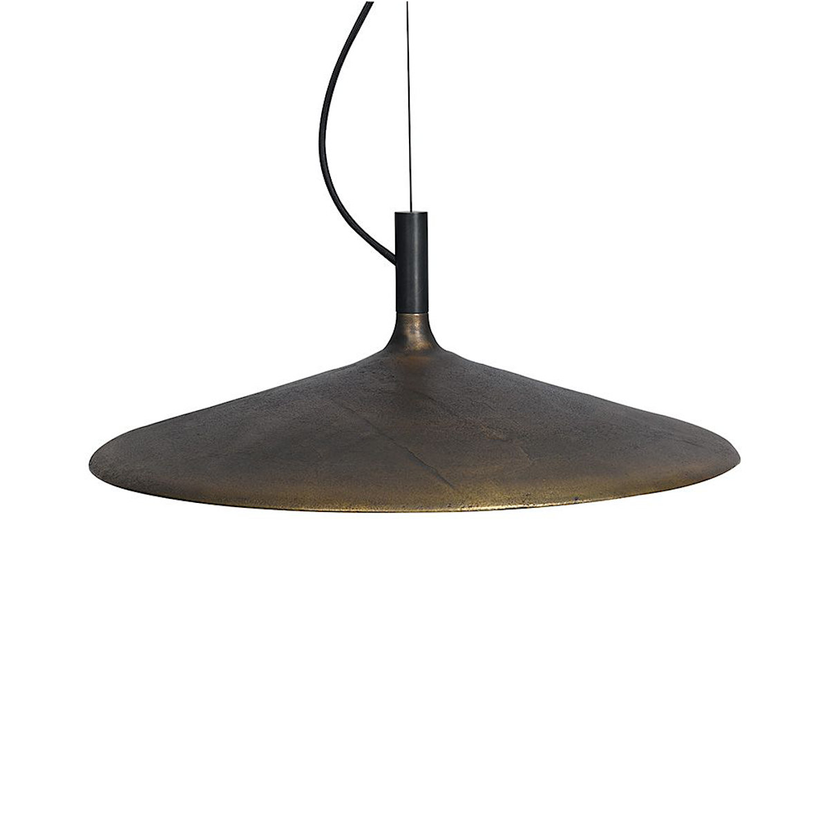 Große LED-Pendelleuchte FLOEN XL mit rauer Bronze-Patina