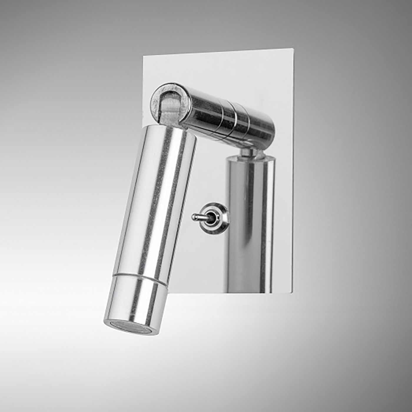 LED-Gelenk-Spot aus Messing zur Einbau-Montage AL45: Das Modell mit Schalter in Nickel glänzend.