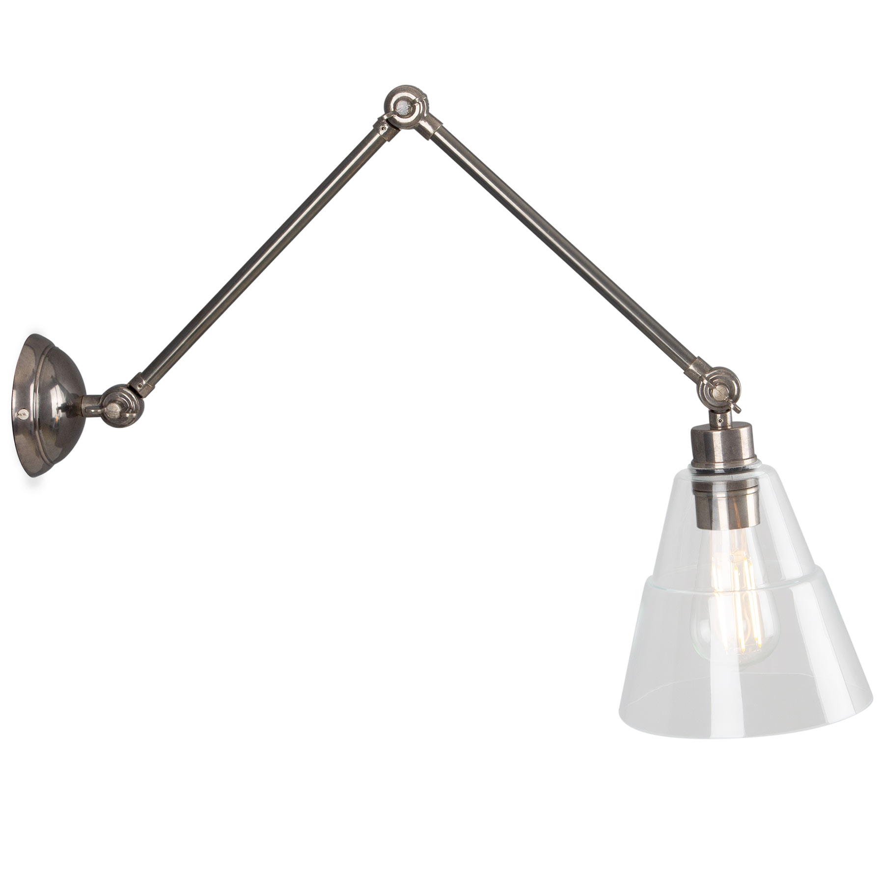 Gelenk-Wandleuchte mit gestuftem Glas Gelenk-Wandleuchte mit gestuftem Glas