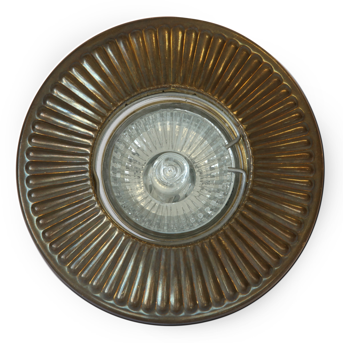 Bild 4: Nostalgischer Einbau-Spot für GU10, hier der Ausführung „Alt-Messing patiniert“ Dekorativer Einbau-Deckenspot aus Messing Ø 10 cm: Nostalgischer Einbau-Spot für GU10, hier der Ausführung „Alt-Messing patiniert“