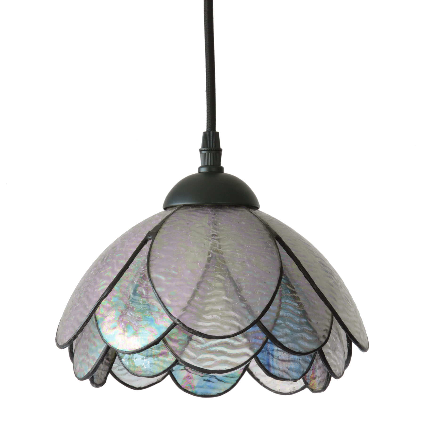 Blütenblätter-Hängeleuchte aus irisierendem Glas Blütenblätter-Hängeleuchte aus irisierendem Glas