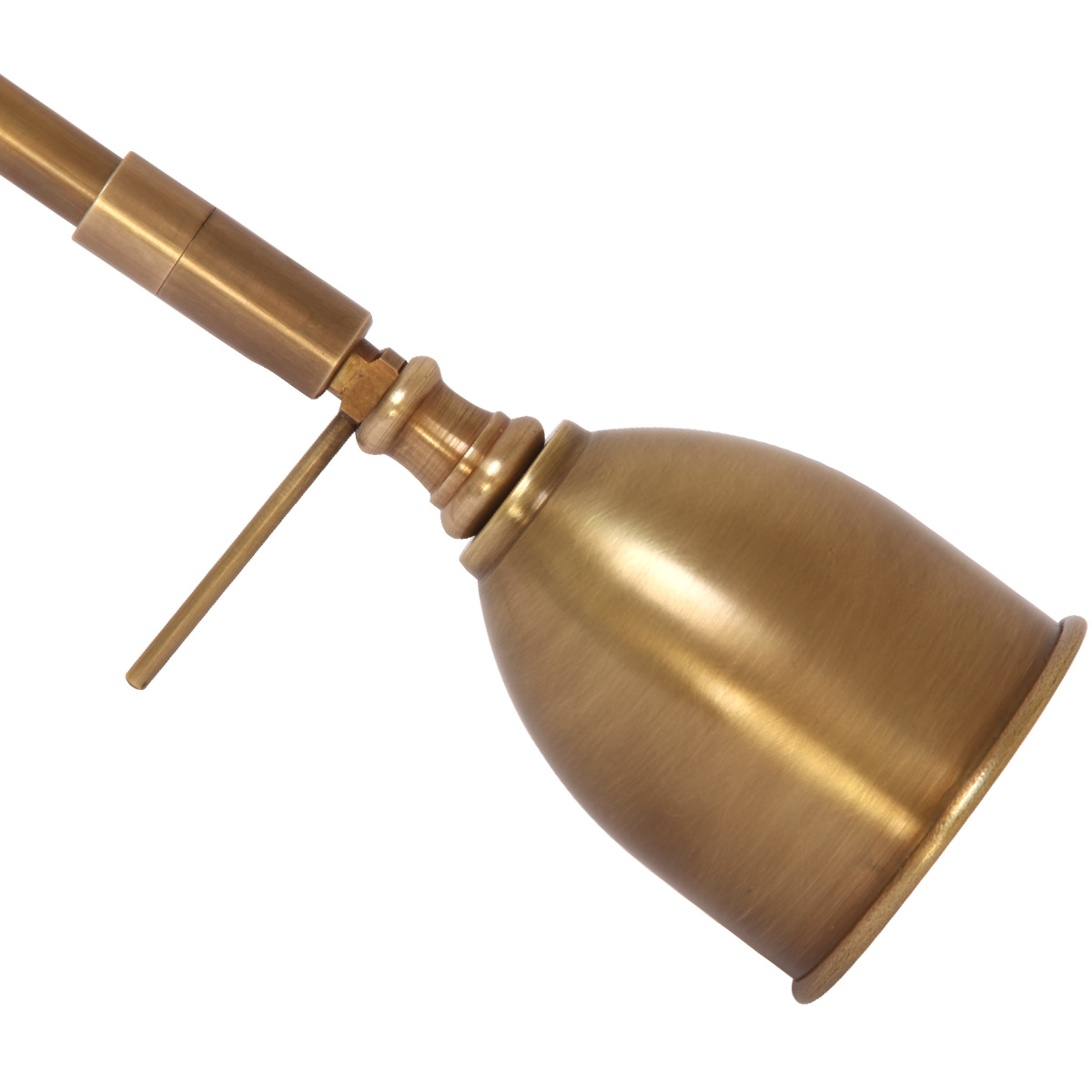 Kleine Gelenk-Wandlampe mit Messingschirmchen: Der kleine Schirm der Gelenklampe mit nur 5,5 cm Durchmesser