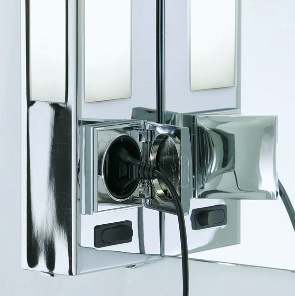 Puristische Bad-Wandleuchte mit IP 44, ideal für Spiegel: Modell 3 und 4 (80/100cm) sind auf Anfrage auch mit Schalter oder Tastdimmer und ggf. Steckdose erhältlich (rechts oder links)