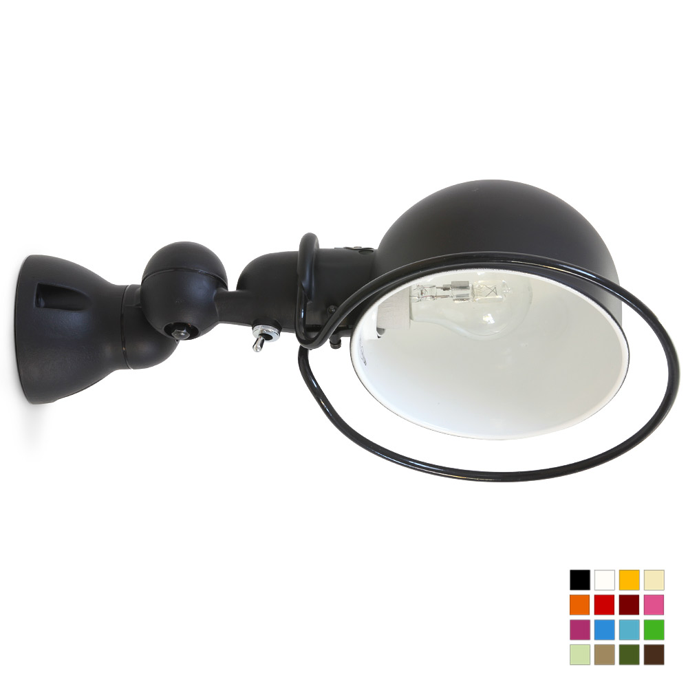 Flexible jointed wall light LOFT with hemispheric reflector