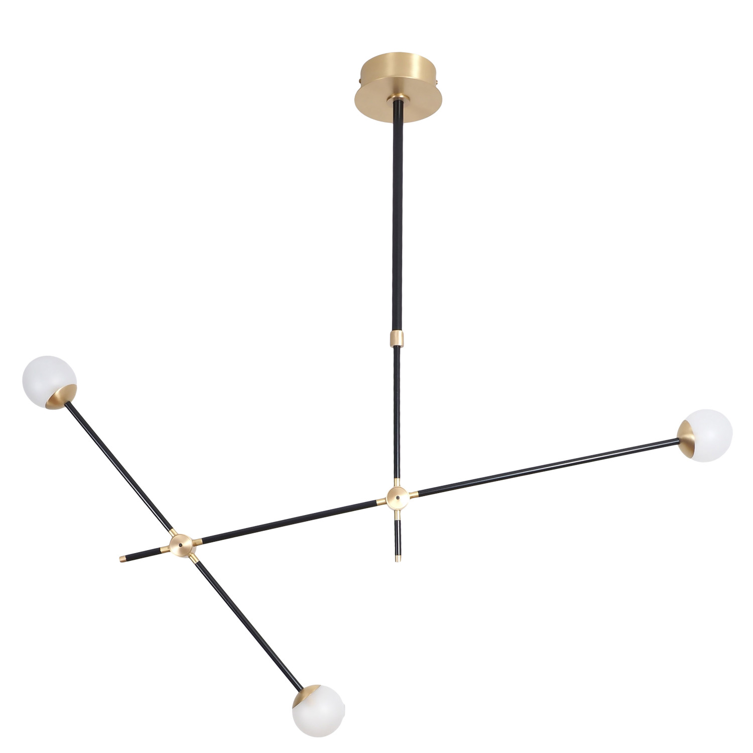 Asymmetrisch balancierter Deckenleuchter mit drei Kugeln Asymmetrisch balancierter Deckenleuchter mit drei Kugeln