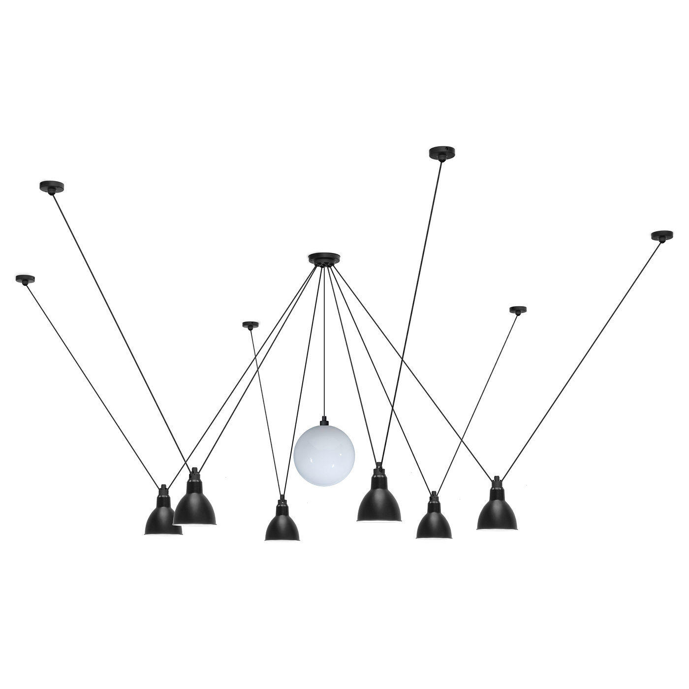 Hanging lamp with 7 adjustable shades Les Acrobates N ° 327