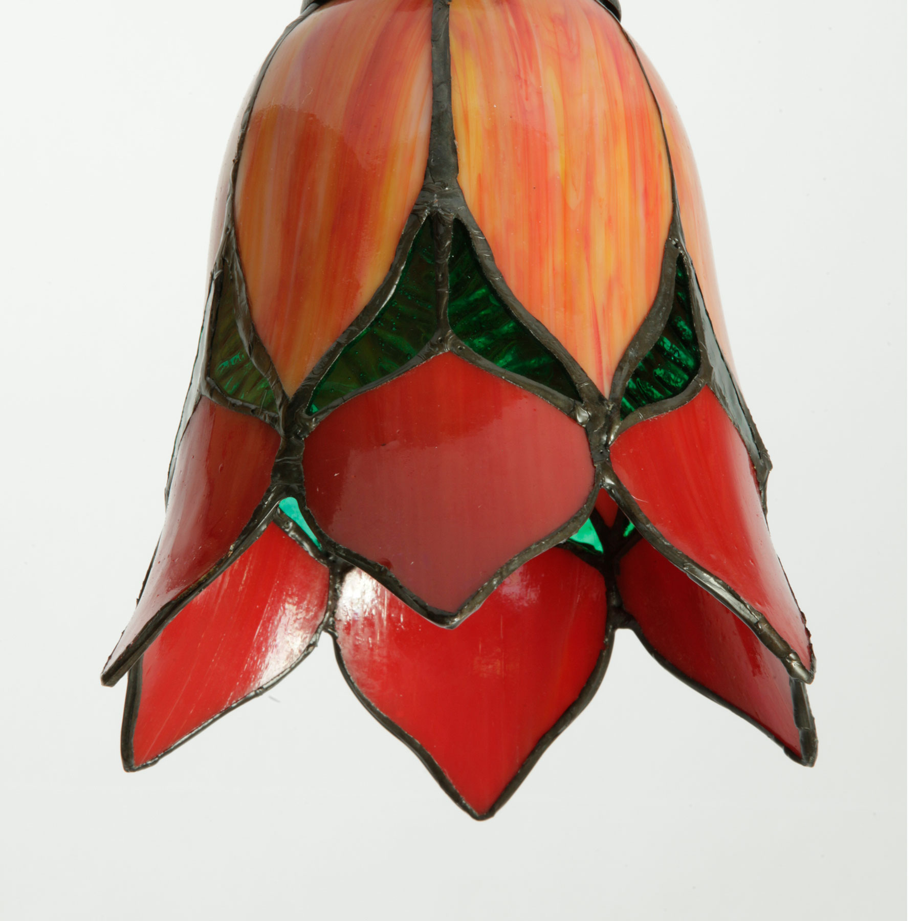 Kleine Tiffany-Deckenleuchte mit rotem Tulpen-Glasschirm Ø 12cm, Bild 3