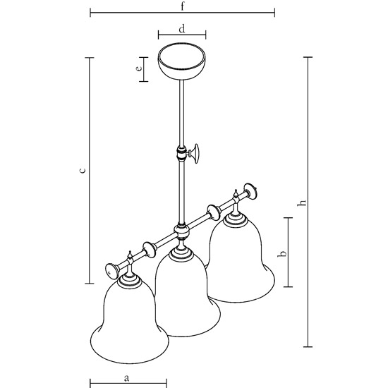 Landhaus-Tischbeleuchtung: Balkenleuchte mit drei Glasschirmen CARACOI, Bild 4