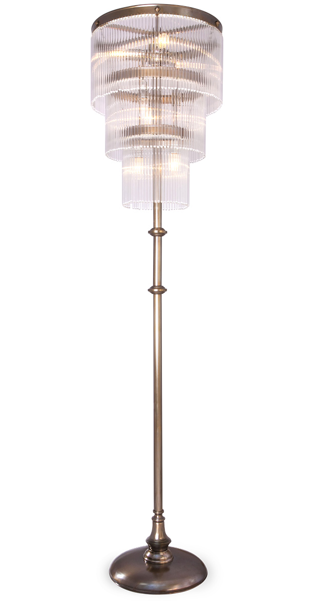 Large chandelier floor lamp with three-tier crystal glass curtain