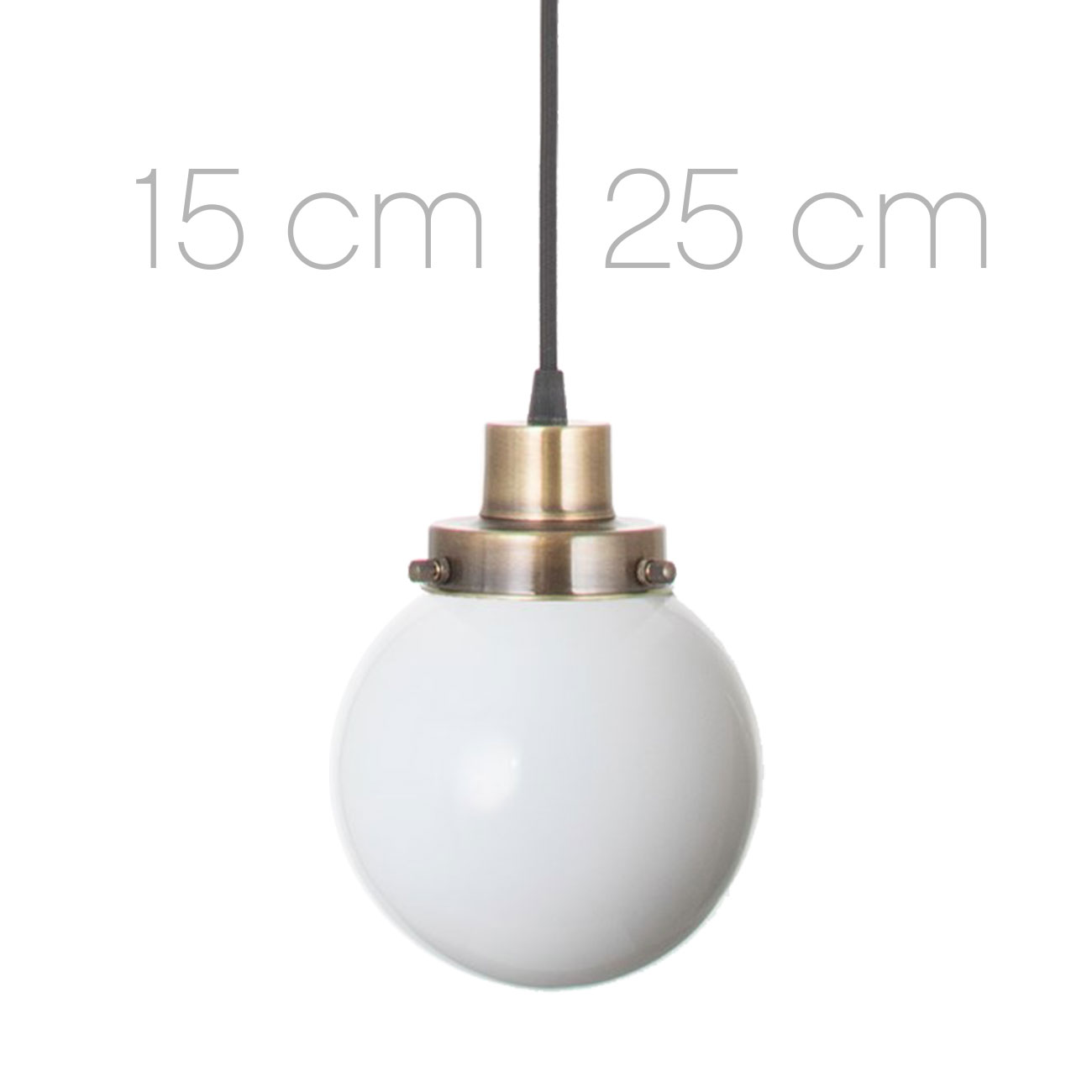 Kleine, zeitlose Kugel-Pendelleuchte aus weißem Opalglas Ø 15/25 cm