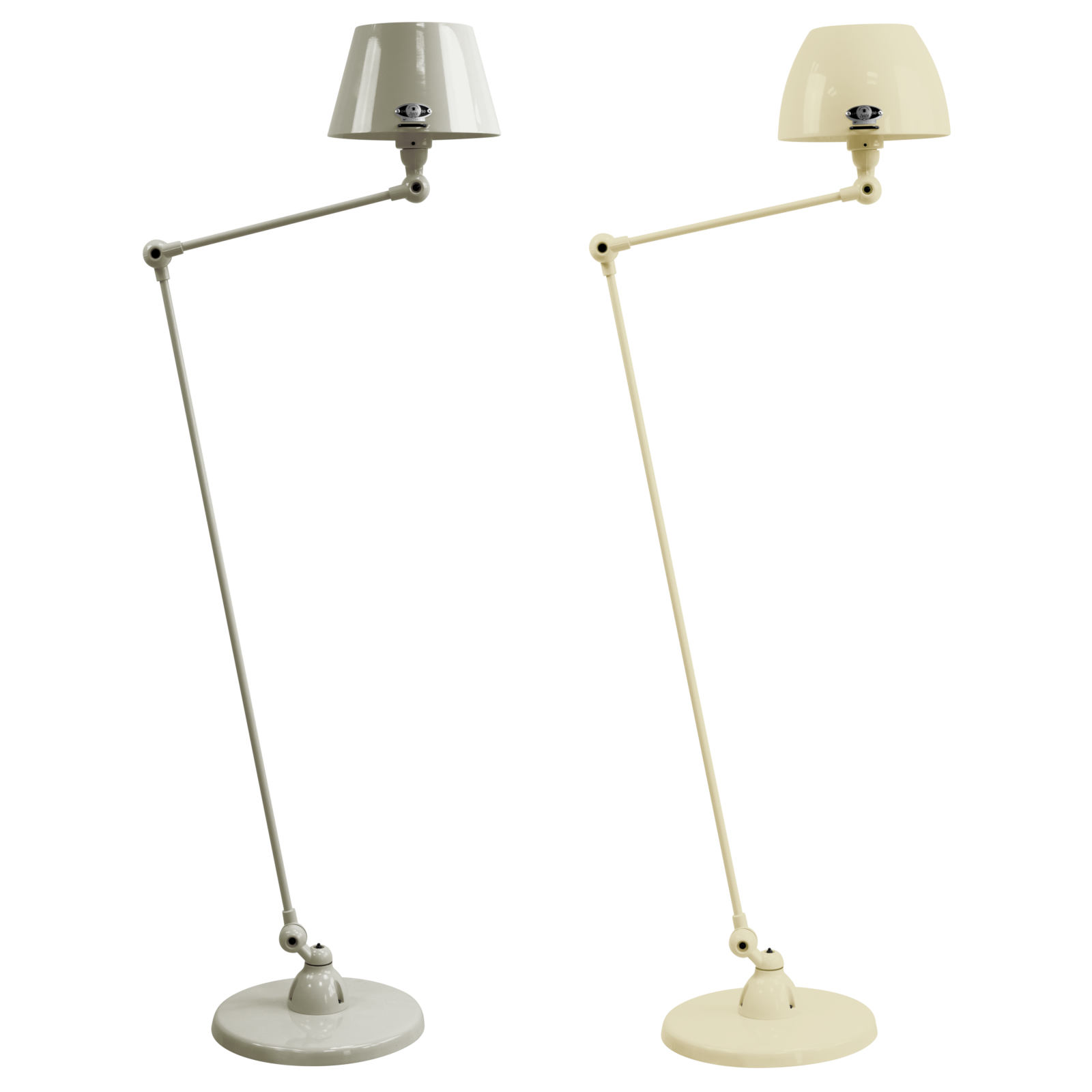 Bild 3: links: mit geradem Schirm, rechts: mit rundem Schirm Flexible Gelenk-Stehlampe AICLER 833: links: mit geradem Schirm, rechts: mit rundem Schirm