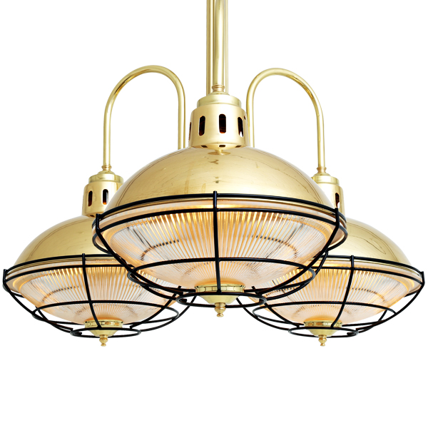 Three-armed chandelier in early industrial style