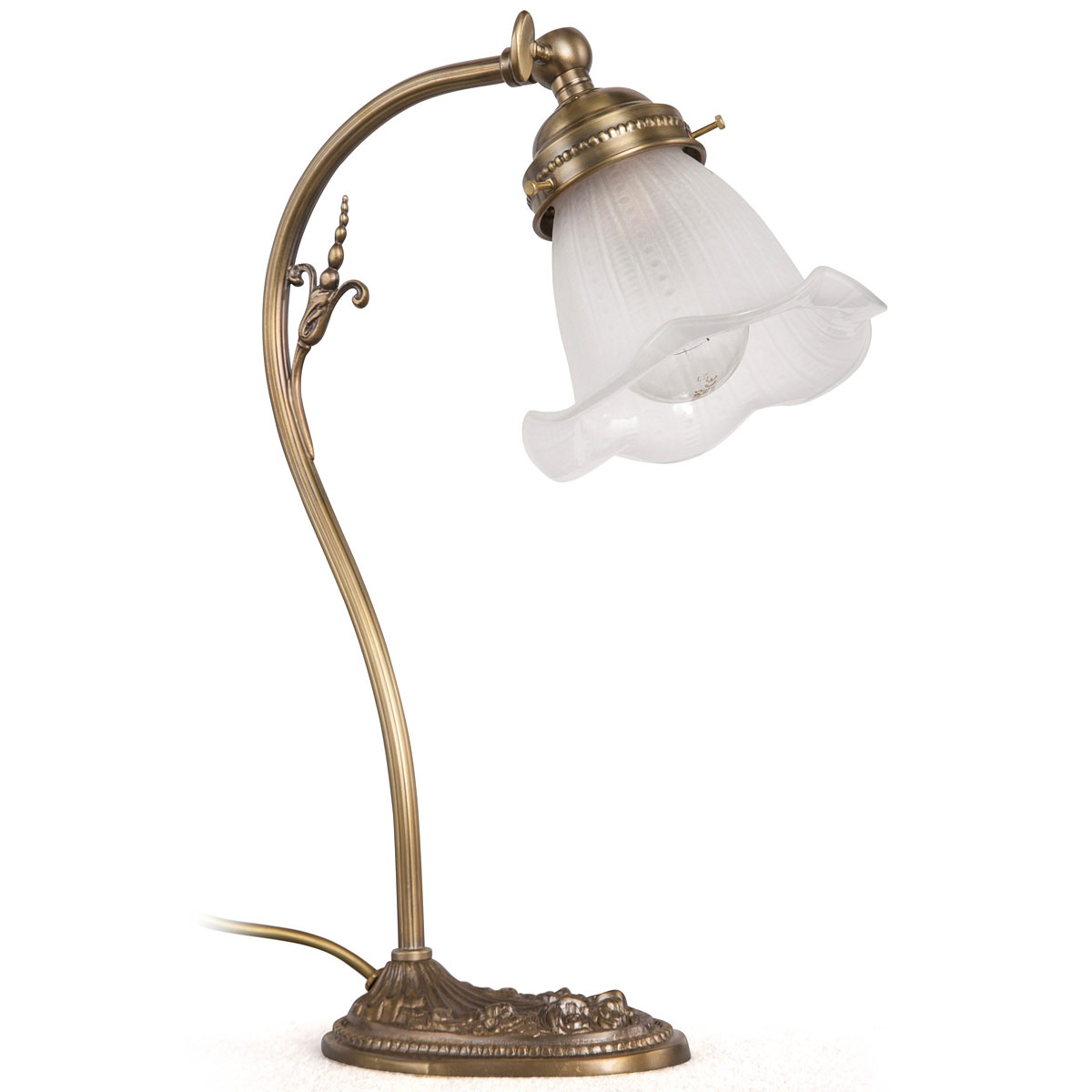 Zierliche Jugendstil-Tischleuchte mit Tulpenglas Zierliche Jugendstil-Tischleuchte mit Tulpenglas
