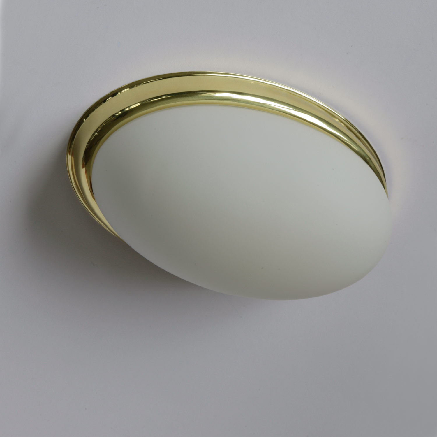 Ovale Glas-Deckenleuchte ALVA mit Zierblende: Größe S, Länge 27 cm, mit Messing-Zierblende