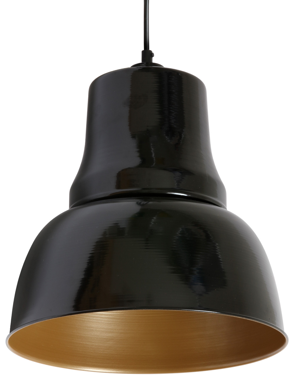 Bild 8: Das 300 mm-Modell der Pendelleuchte, Sonderausführung mit innen goldenem Reflektor (RAL 1036 Perlgold) DRESDEN Pendel-Fabrikleuchte aus Stahl: Das 300 mm-Modell der Pendelleuchte, Sonderausführung mit innen goldenem Reflektor (RAL 1036 Perlgold)