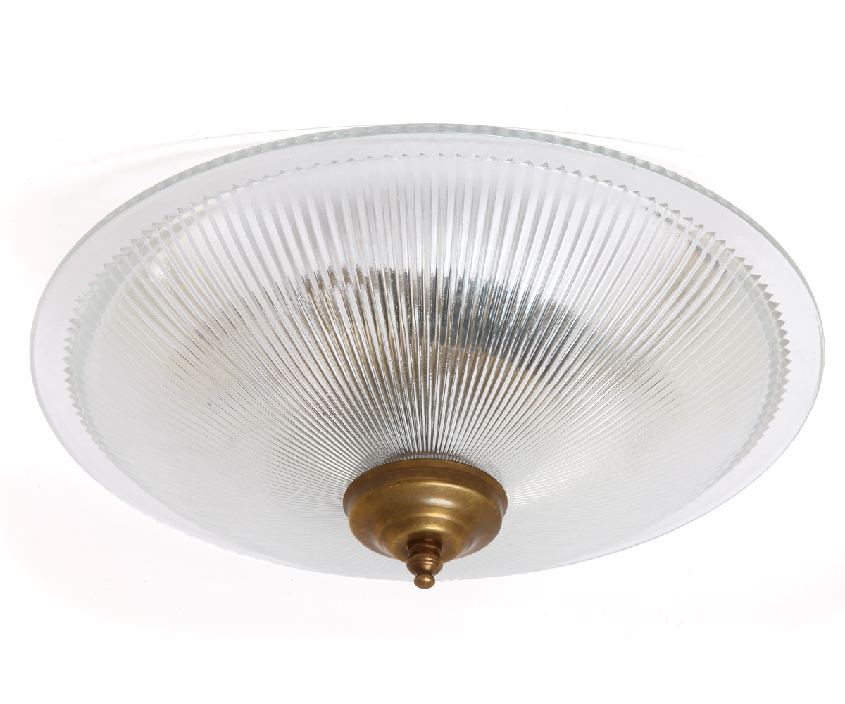 Flache Deckenleuchte aus Holophanglas Ø  30 cm Flache Deckenleuchte aus Holophanglas Ø  30 cm
