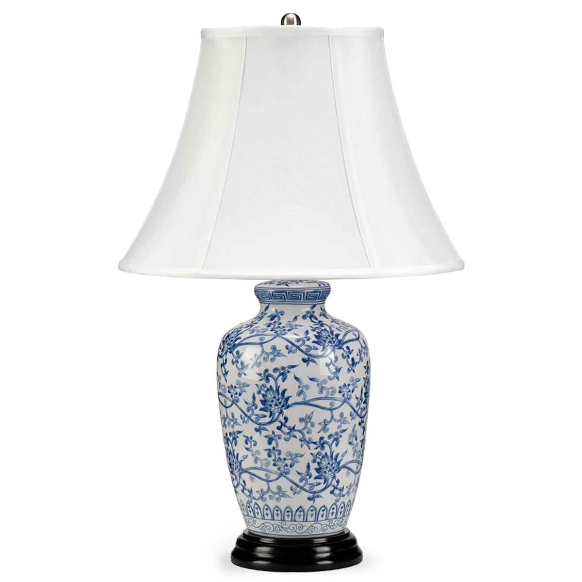 Classic Chinese Porcelain Vase Lamp with Fabric Shade