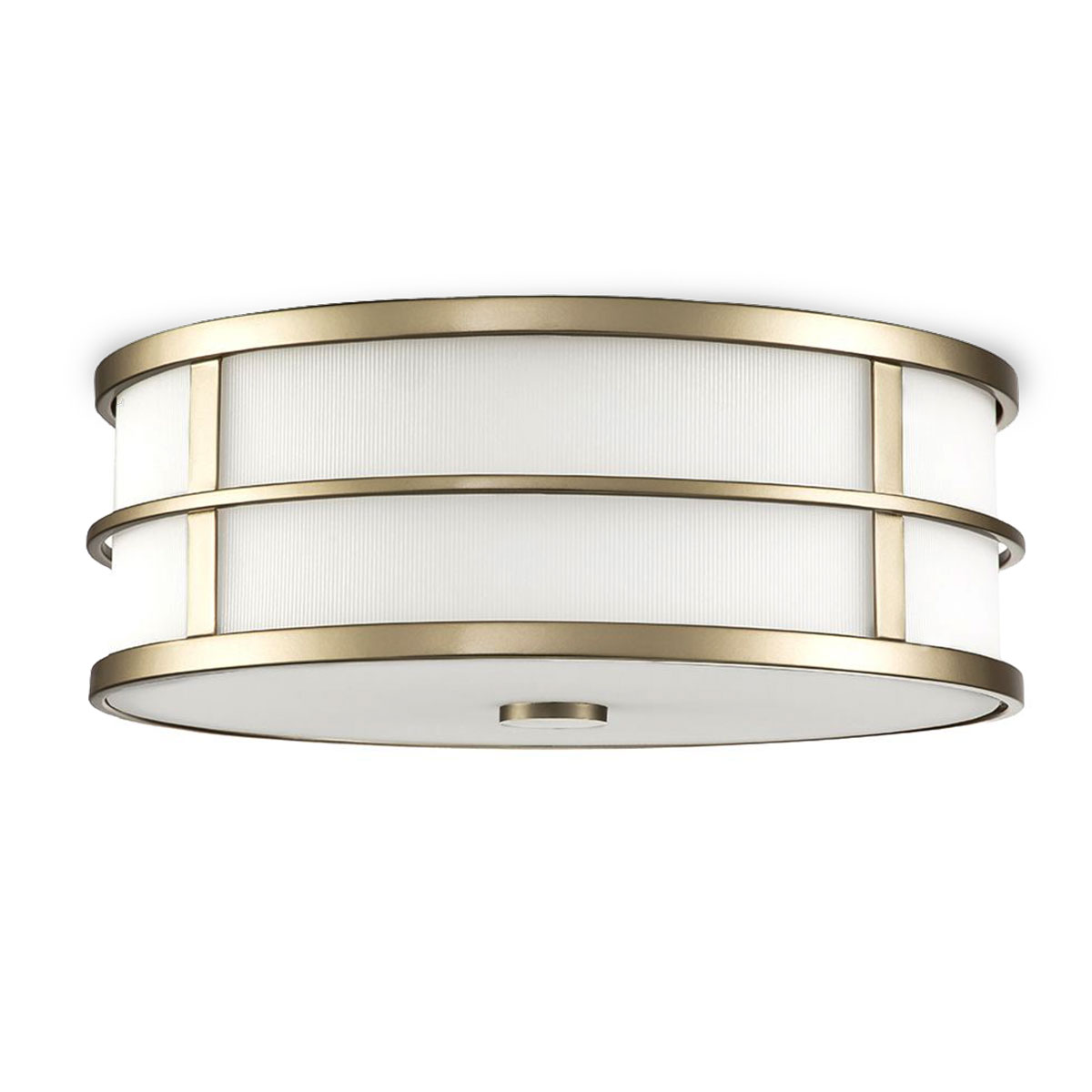 Round Arts & Crafts Ceiling Light with Opal Fluted Glass, Ø 34 cm