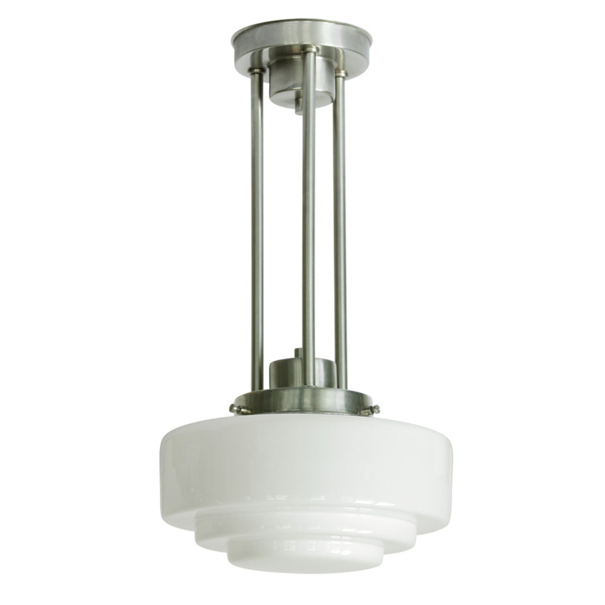 Mehrrohr-Pendelleuchte mit breitem Stufen-Opalglas Mehrrohr-Pendelleuchte mit breitem Stufen-Opalglas