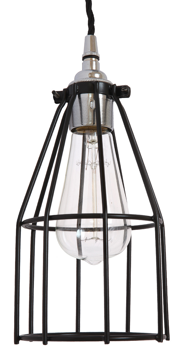 Simple industrial style pendant light with protective cage RAKE