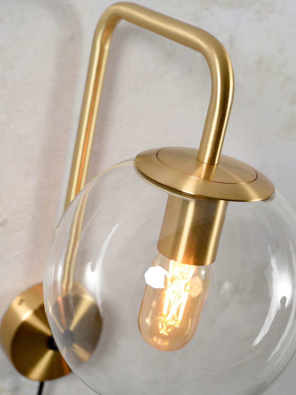 Moderne Glaskugel-Wandlampe mit Kabel, golden oder schwarz, Bild 7