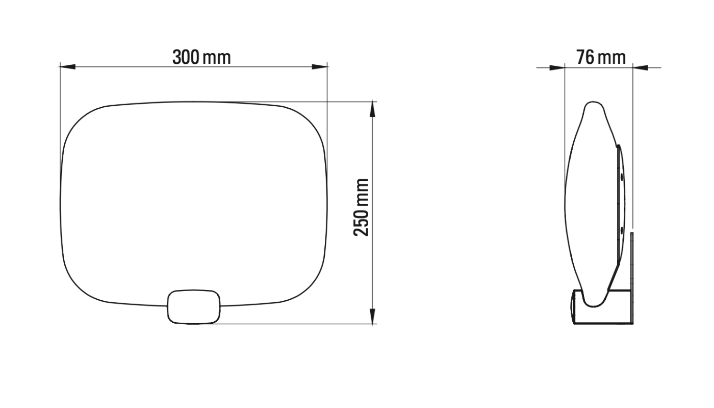 Fig. 13: Abmessungen Modell 1 Flat Bathroom Wall Light LIGHT ME TENDER, IP44: Abmessungen Modell 1