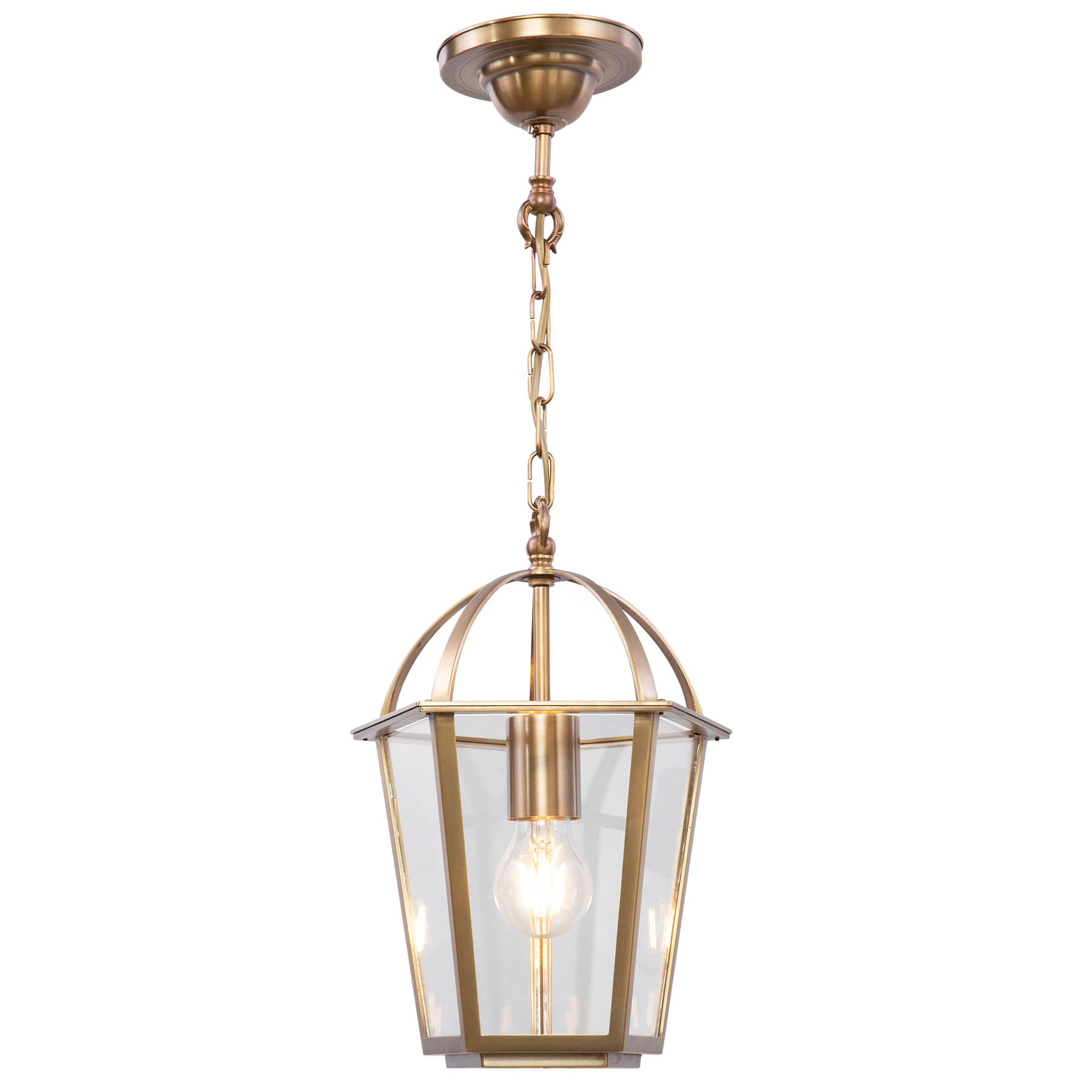 Klassische Hänge-Laterne aus Messing, 5-seitig verglast, Bild 3 Klassische Hänge-Laterne aus Messing, 5-seitig verglast, Bild 3