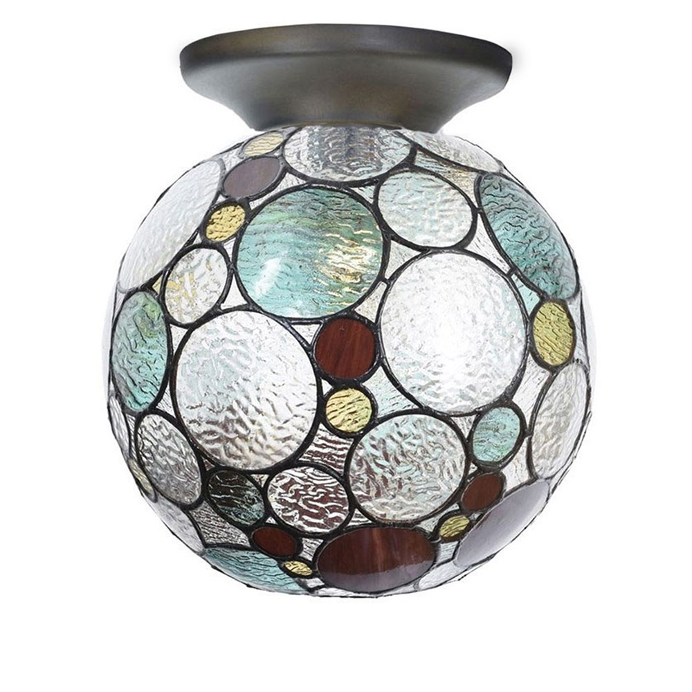 Colorful Spheric Ceiling Light made of Circular Glass Panes Ø 25 cm Colorful Spheric Ceiling Light made of Circular Glass Panes Ø 25 cm