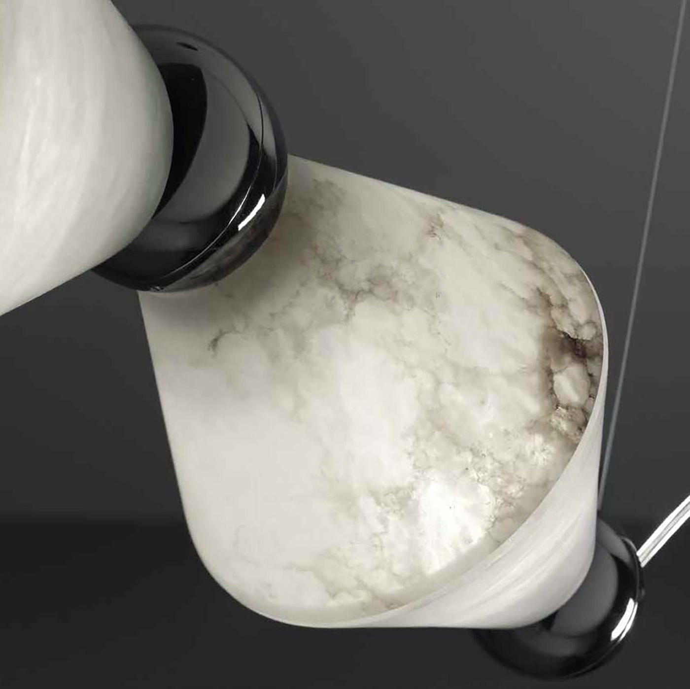 Bild 4: 09 dunkelblau glänzend Italienische Luxuxs-Hängeleuchte mit Alabaster-Segmenten CHRONOS: 09 dunkelblau glänzend