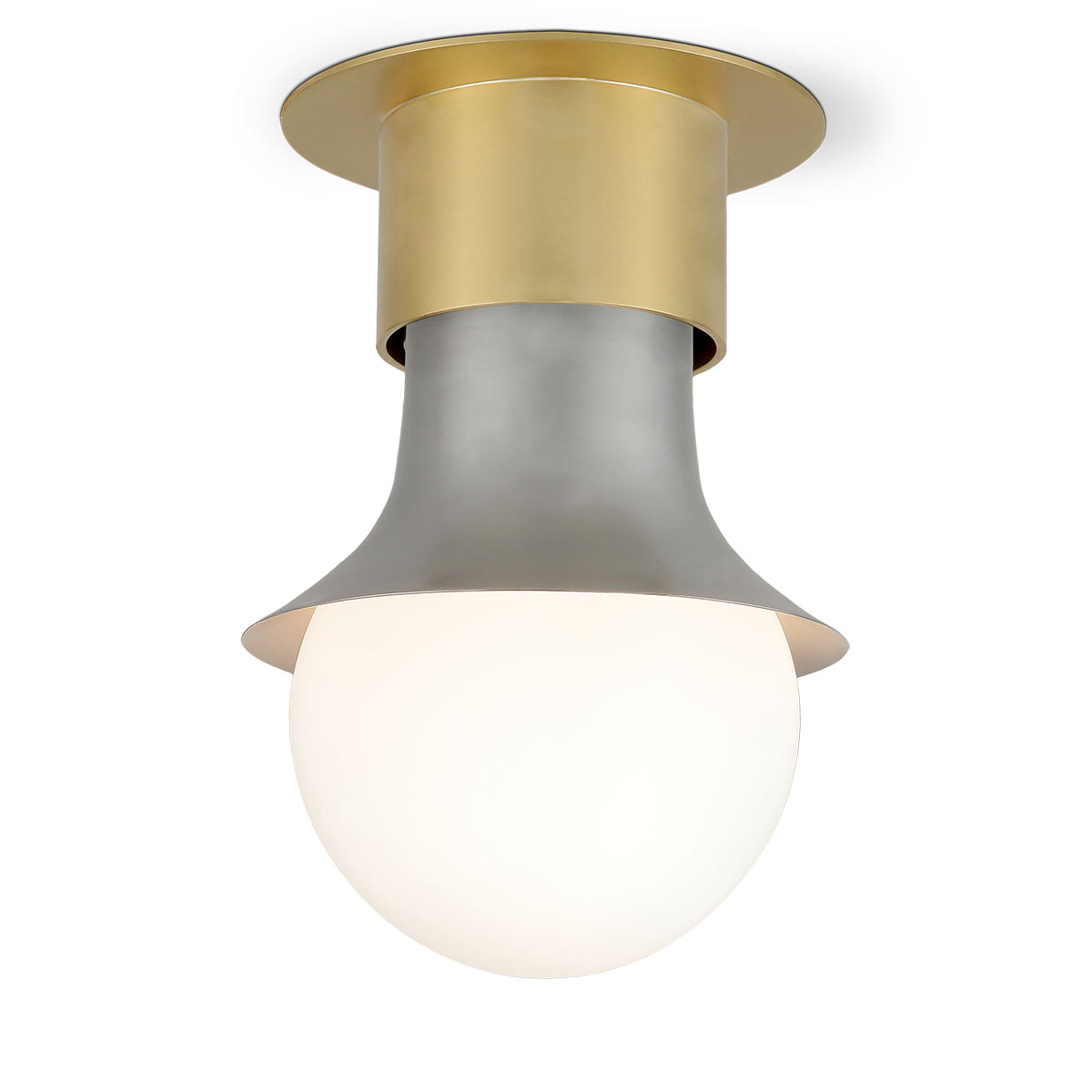 Kleine Design-Deckenleuchte mit Glaskugel und Messing GARTH, Ø 12 cm