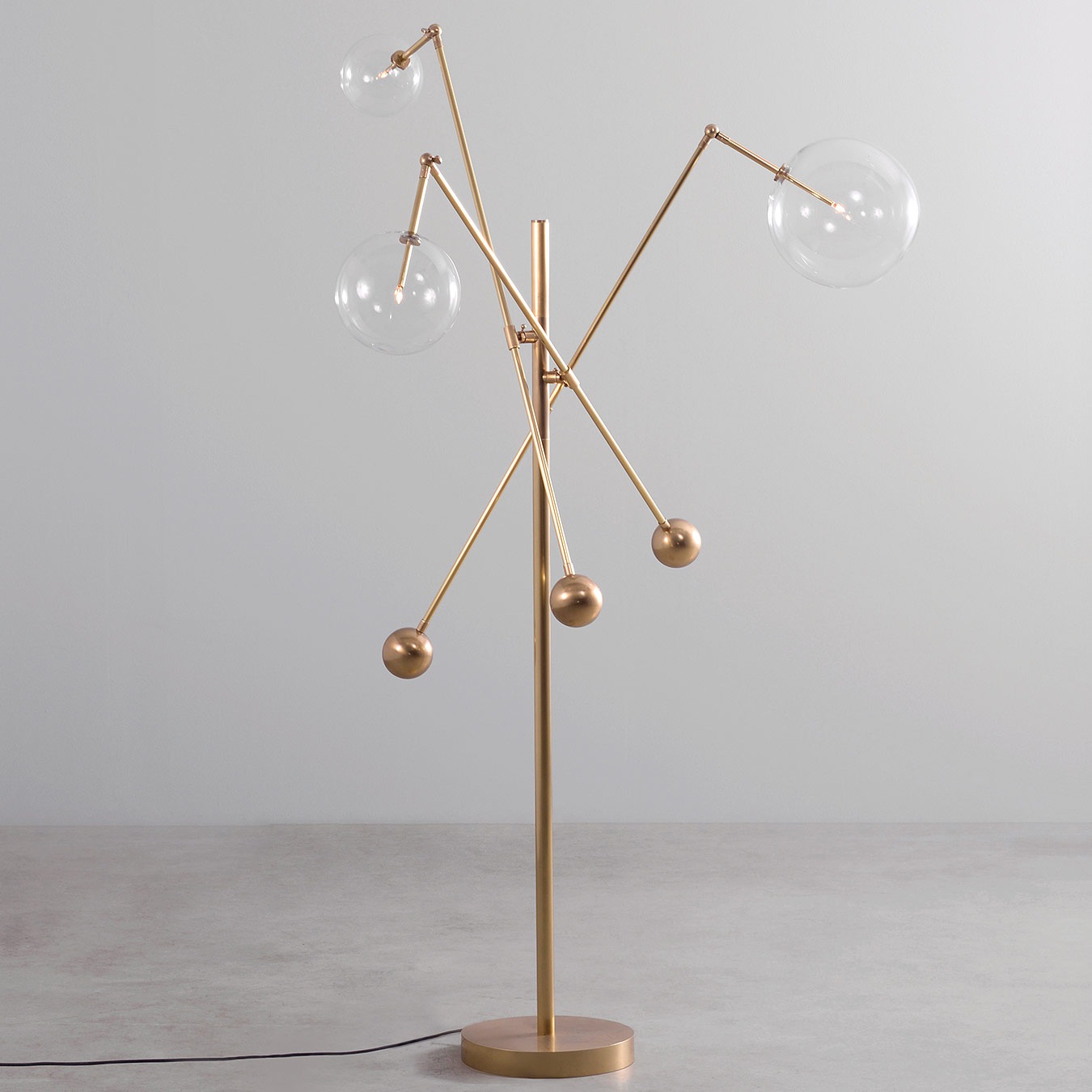 Balacend 3-armed glass sphere floor light MILAN