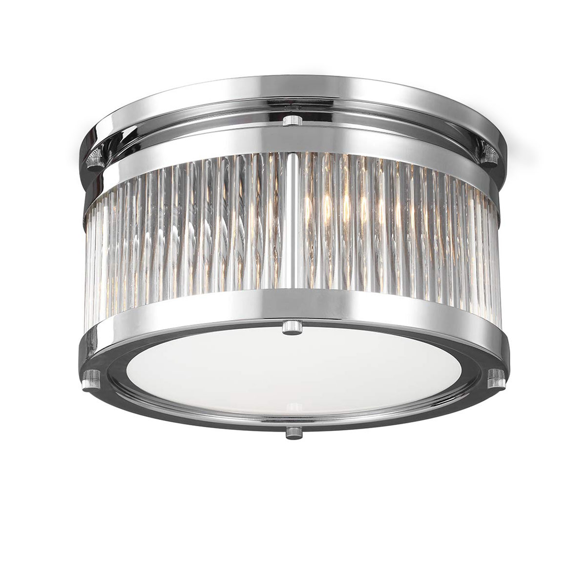 Small, Round Ceiling Light in Chrome with Glass Rods, Ø 28 cm