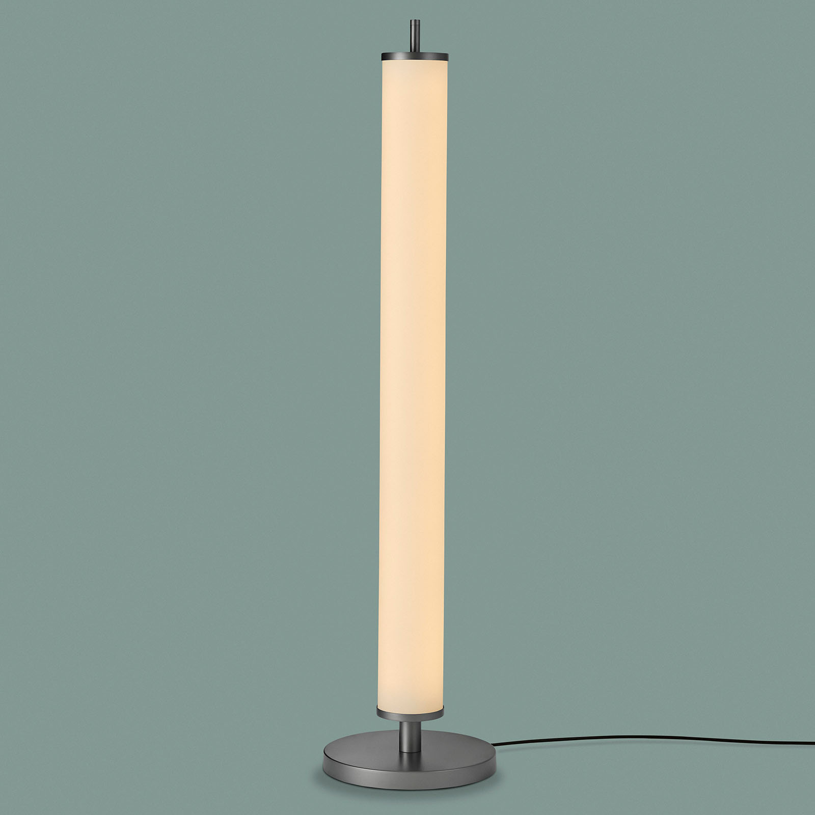 Art Déco LED floor lamp FIDELIO: 1000 mm Opalglasschirm und Metallteile in Platin