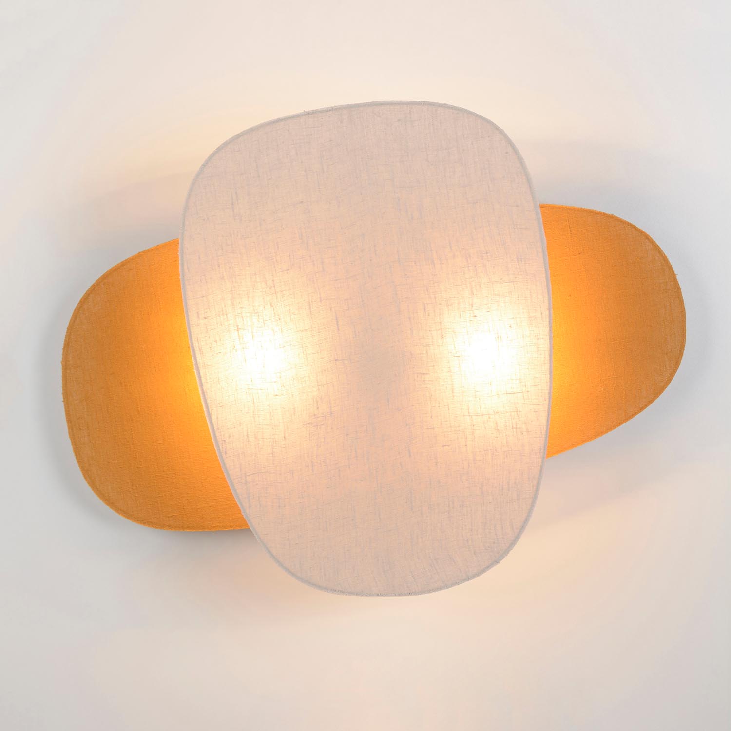 Doppelschirm-Wandleuchte im Retro-Design aus Leinen oder Raffia SCREEN 70's