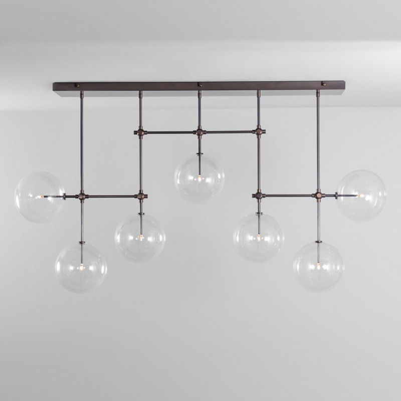 Contemporary ceiling lamp with seven glass balls