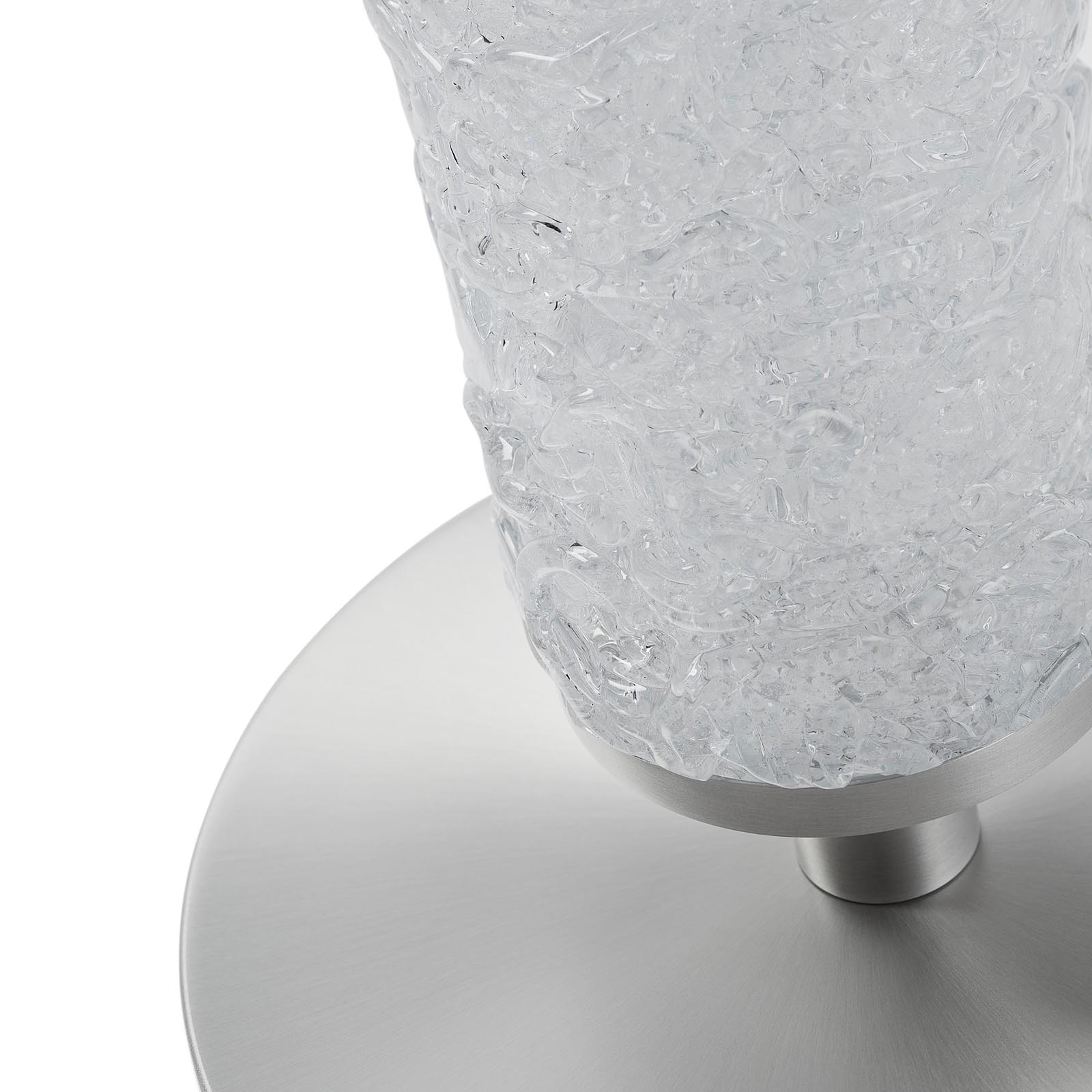 Art Déco LED floor lamp FIDELIO: Detail des Cristallux-Glases mit Metalloberfläche Aluminium matt