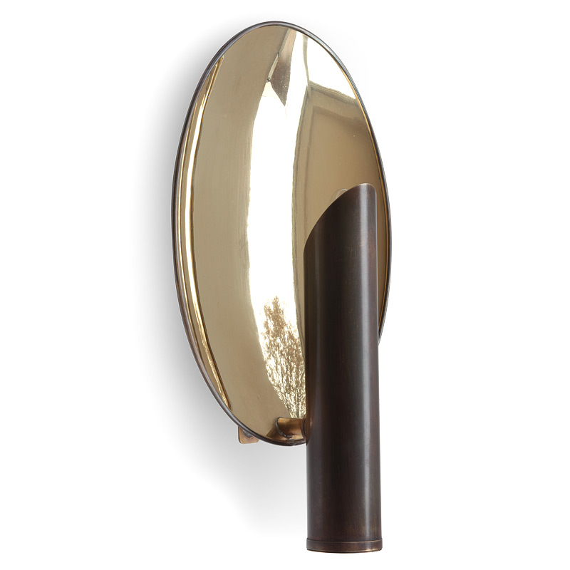Candle Style Wall Sconce "1805" with Reflecting Brass Dish Candle Style Wall Sconce "1805" with Reflecting Brass Dish