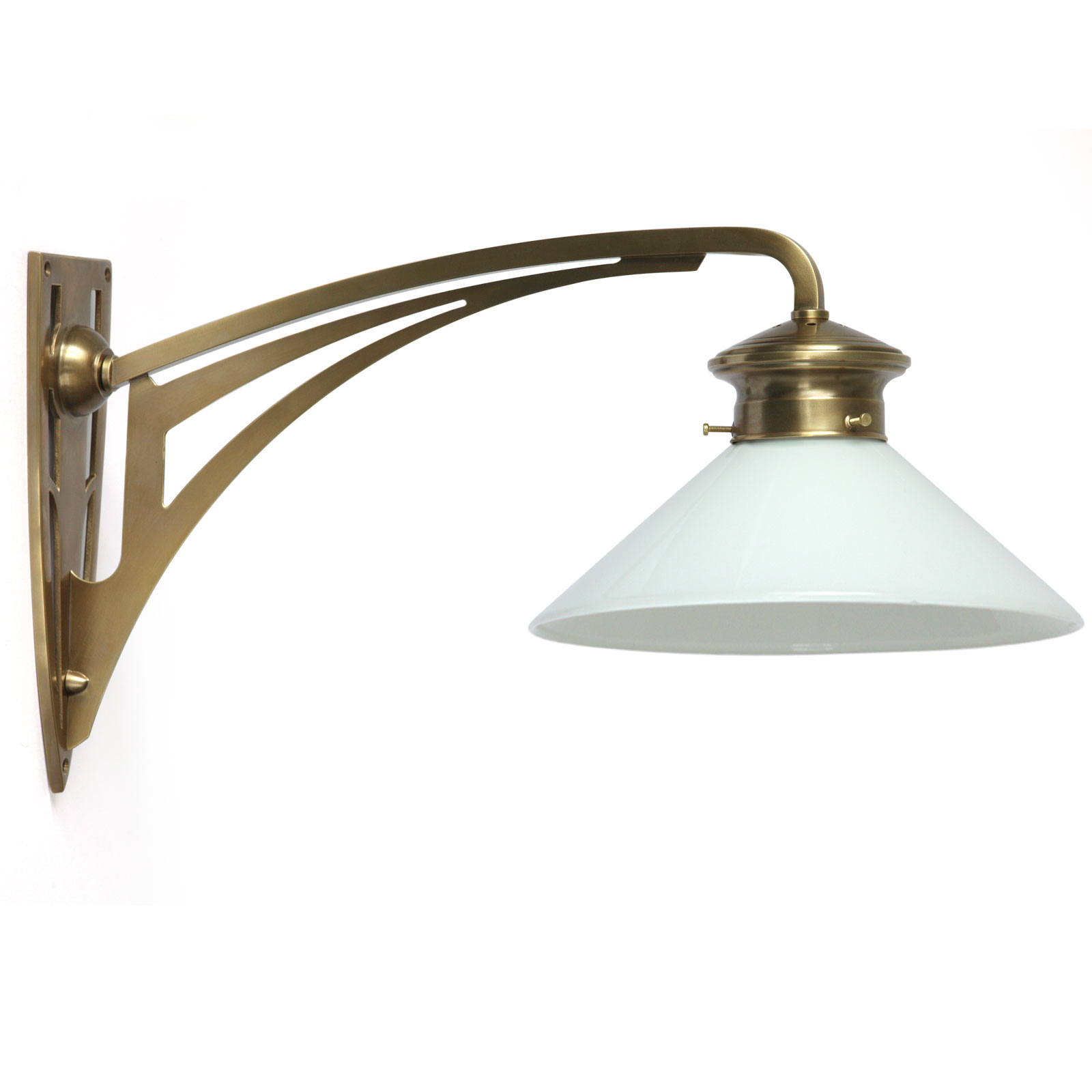 Elegante Art Nouveau-Wandleuchte mit Kegelglas Elegante Art Nouveau-Wandleuchte mit Kegelglas