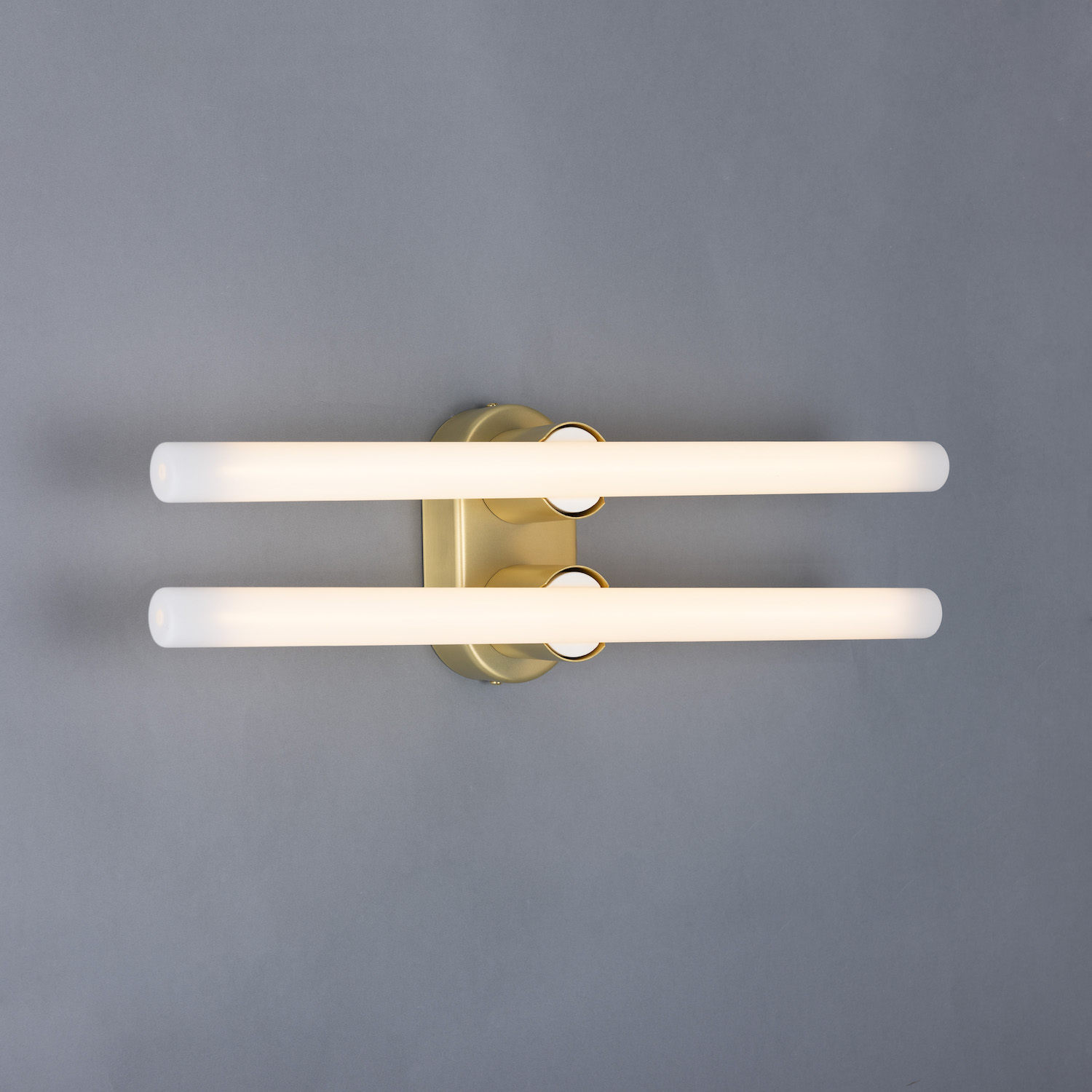 Double Brass Wall or Mirror Light: Messing satiniert, Modell 2