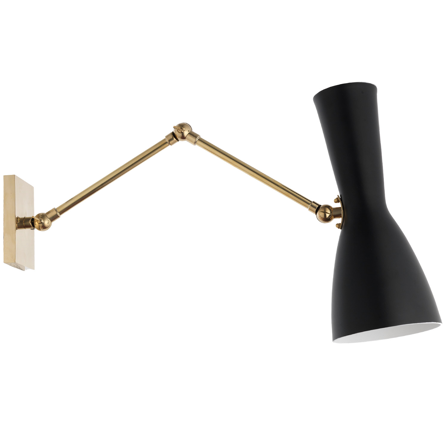 Italian mid century wall light with angled brass arm